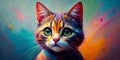 a cute minimalistic whimsical colorful Cat art Generative By AI