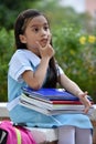 Cute Minority Child Girl Student Thinking