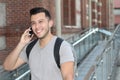 Cute mixed race person calling by phone Royalty Free Stock Photo