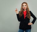 Cute model smiling on white background. Student or business woman portrait