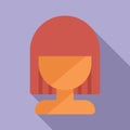 Cute model wig icon flat vector. Trend attractive head