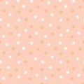 Cute modern kids and baby girl orange and white dense solid and outline stars pattern on pink Royalty Free Stock Photo