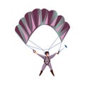 Cute modern parachuter in clothes make selfie photo in air Royalty Free Stock Photo