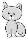 Cute modest cartoon gray cat. Cat outline.