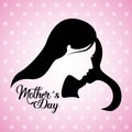 Cute mom and baby silhouette mothers day