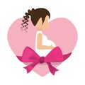 Cute mom pregnancy heart and ribbon Royalty Free Stock Photo