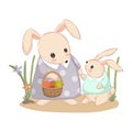 Cute mommy and baby bunny together
