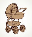 Baby carriage. Vector drawing icon Royalty Free Stock Photo