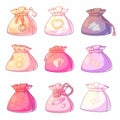 cute money bags clipart on white background