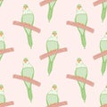 Cute Monk Parakeet Seamless Vector Pattern