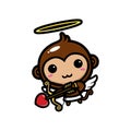 cute monkey animal characters become cupid holding love arrows Royalty Free Stock Photo