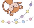 cute monkey animal with garlands decoration