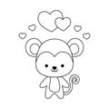 cute monkey animal with hearts love