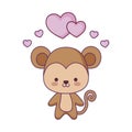 cute monkey animal with hearts love