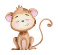 Cute monkey Animal Watercolor Illustration for children print