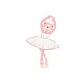 Cute monkey ballerina cartoon vector illustration. Royalty Free Stock Photo