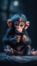 Cute monkey sitting and playing smart phone .generative AI