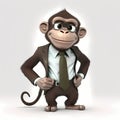 Cute Monkey Businessman. Generative AI Royalty Free Stock Photo