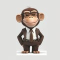 Cute Monkey Businessman. Generative AI Royalty Free Stock Photo