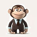 Cute Monkey Businessman. Generative AI Royalty Free Stock Photo