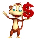 Cute Monkey cartoon character with dollar sign