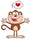 Cute Monkey Cartoon Character Thinking About Love And Wanting A Hug Royalty Free Stock Photo