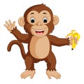 Cute monkey cartoon eating banana