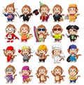 Cute monkey cartoon mascot pack Royalty Free Stock Photo