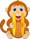 Cute monkey cartoon playing cymbal