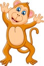 Cute monkey cartoon waving hand Royalty Free Stock Photo