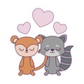 cute monkey with cat and hearts love