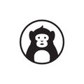 cute monkey in circle cartoon flat logo design vector Royalty Free Stock Photo