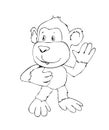 Cute monkey coloring page , coloring book page for kids , animal , animals , monkey , illustration , kid education , drawing game