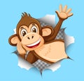 Cute monkey coming out of cracked wall Royalty Free Stock Photo