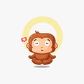 Cute monkey doing yoga pose illustration icon