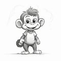 Cute Monkey Drawing: Monochromatic Sketches For Kids\' Character Book