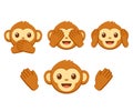 Cute monkey emoji set Royalty Free Stock Photo