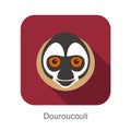 Cute monkey face, Douroucouli flat icon design, vector illustration Royalty Free Stock Photo