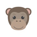 Cute monkey face, portrait of rainforest comic animal mascot for avatar