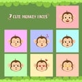 7 Cute Monkey Faces Character