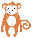 Cute monkey. Happy animal draing in scandinavian style Royalty Free Stock Photo