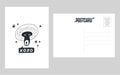 Cute monkey head vector illustration. Design element, double sided postcard