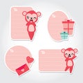 Cute monkey, love letter, and gift boxes cartoon illustration for Valentine gift tags design