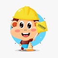 Cute monkey mascot working in construction