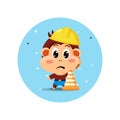 Cute monkey mascot works in construction