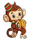 cute monkey playing percussion hand cymbals