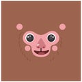 Cute monkey portrait square smiley head cartoon round shape Macaca animal face, isolated vector icon illustration icon
