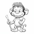 Cute Monkey With Shovel: A Fun Character Drawing For Kids