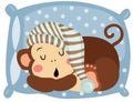 Cute monkey sleeping on pillow Royalty Free Stock Photo
