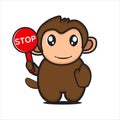 cute monkey with stop sign Royalty Free Stock Photo